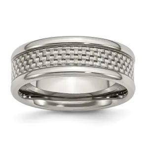 Titanium Polished w/Grey Carbon Fiber Inlay 8mm Band