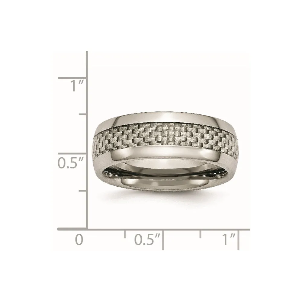 Titanium Polished w/Grey Carbon Fiber Inlay 8mm Band