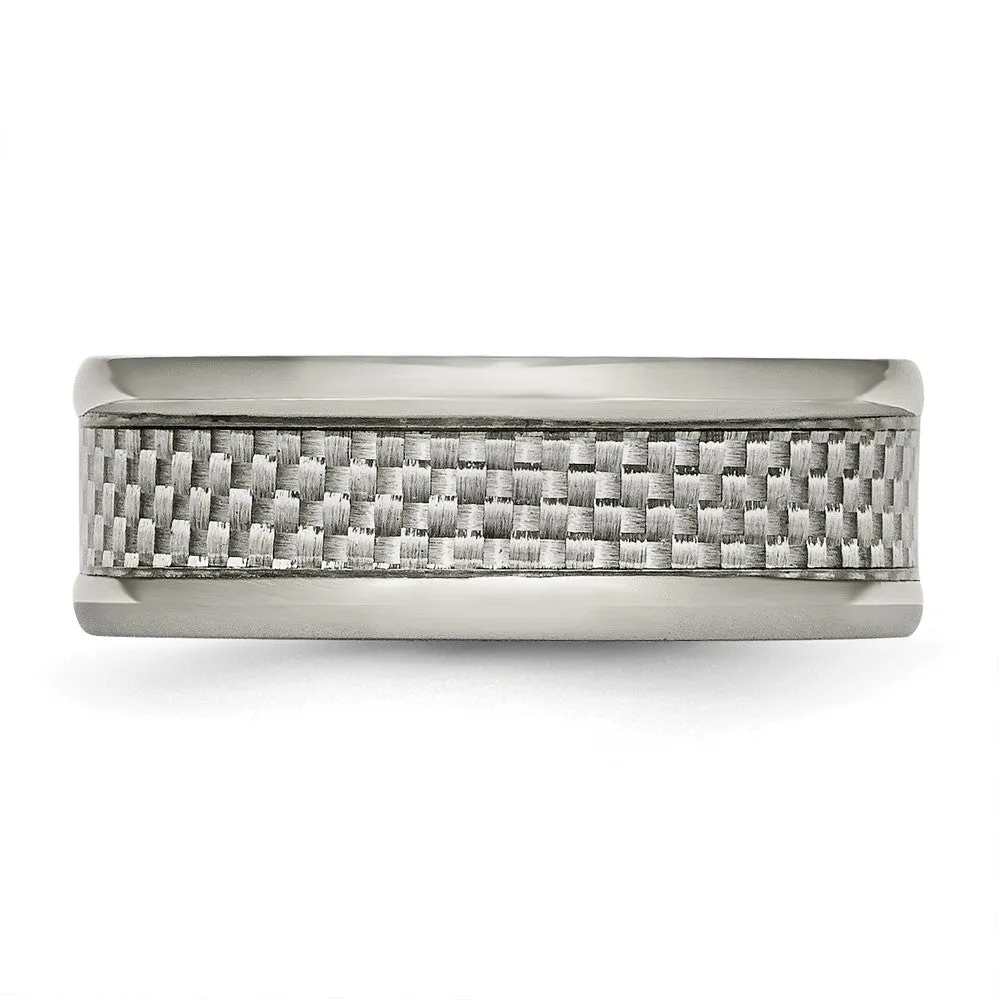 Titanium Polished w/Grey Carbon Fiber Inlay 8mm Band