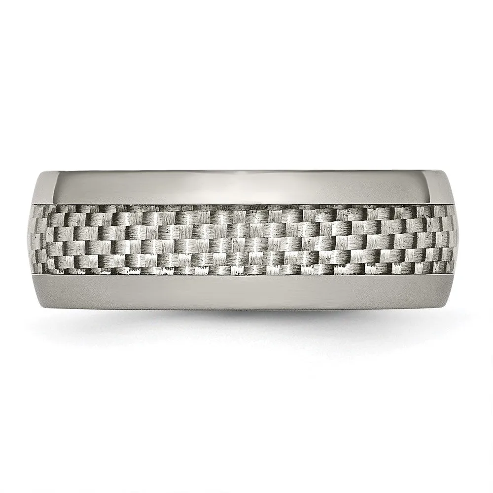 Titanium Polished w/Grey Carbon Fiber Inlay 8mm Band