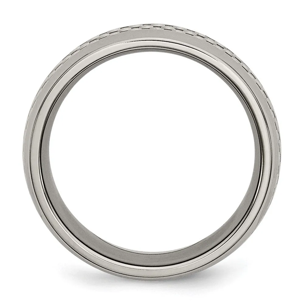 Titanium Polished w/Grey Carbon Fiber Inlay 8mm Band