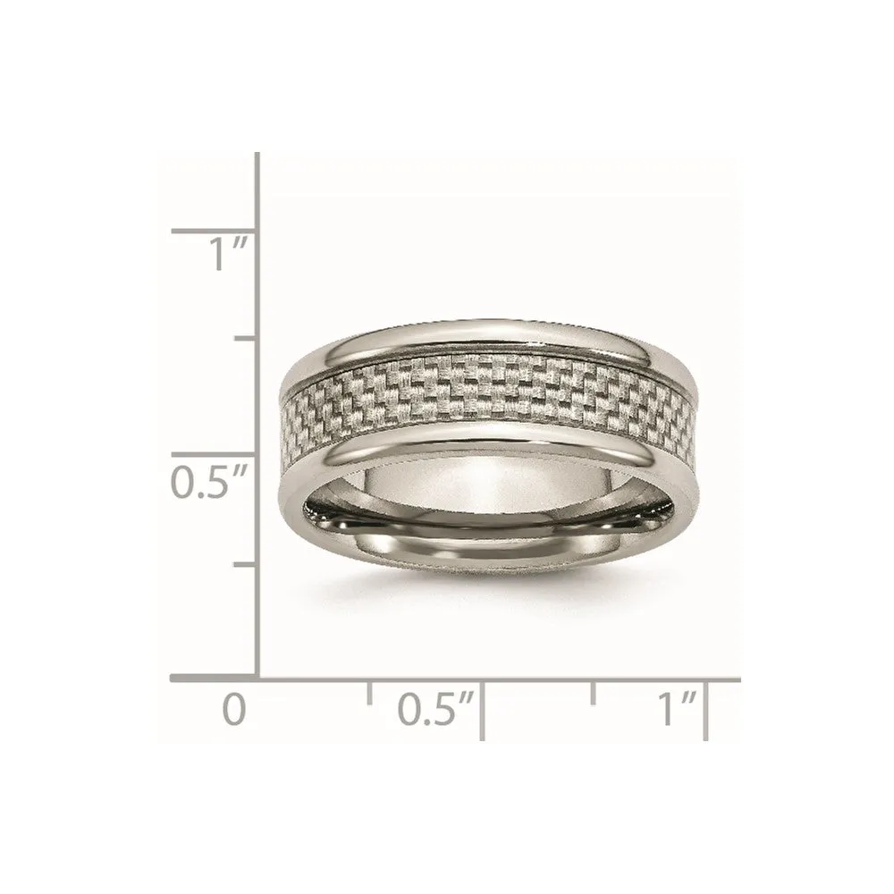 Titanium Polished w/Grey Carbon Fiber Inlay 8mm Band