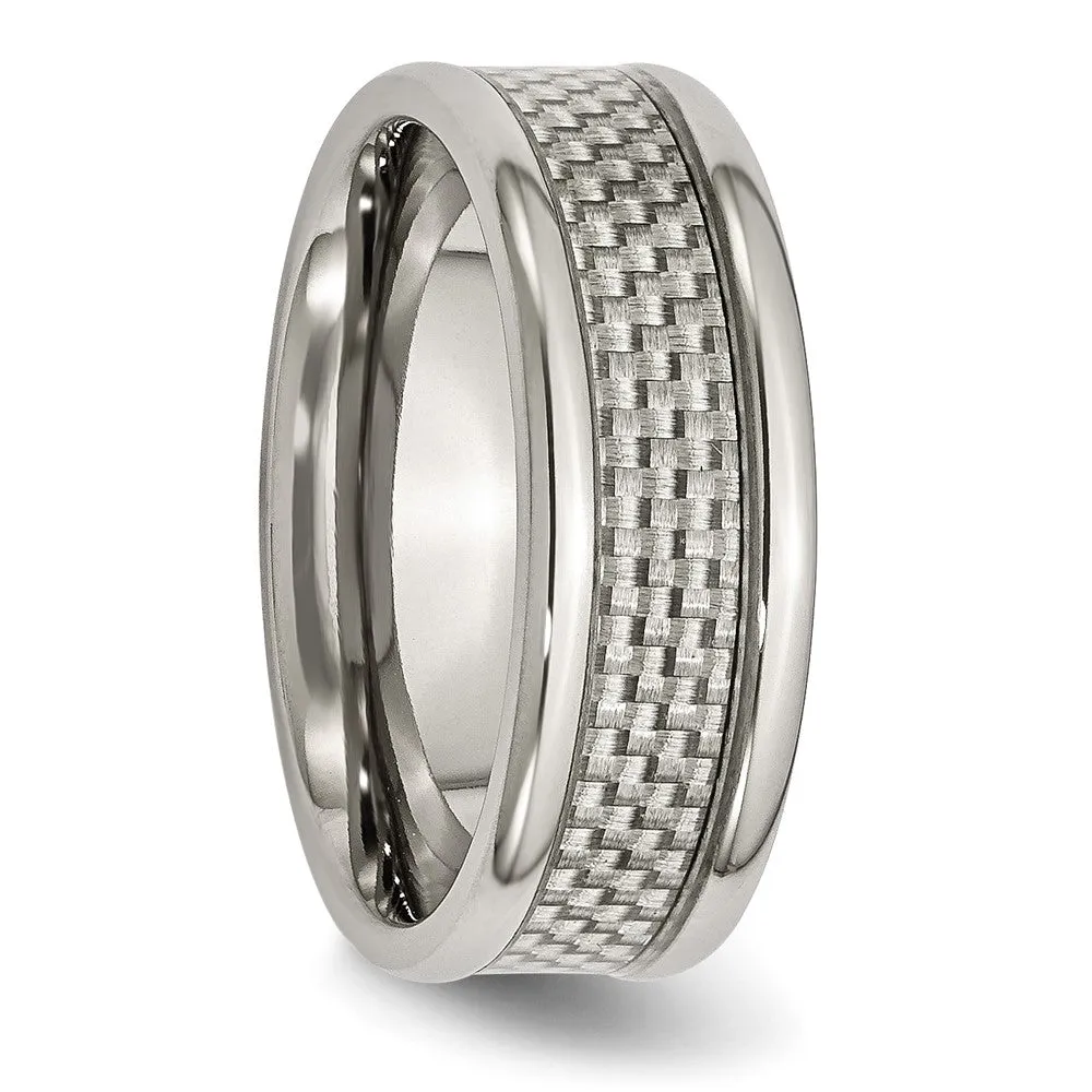 Titanium Polished w/Grey Carbon Fiber Inlay 8mm Band