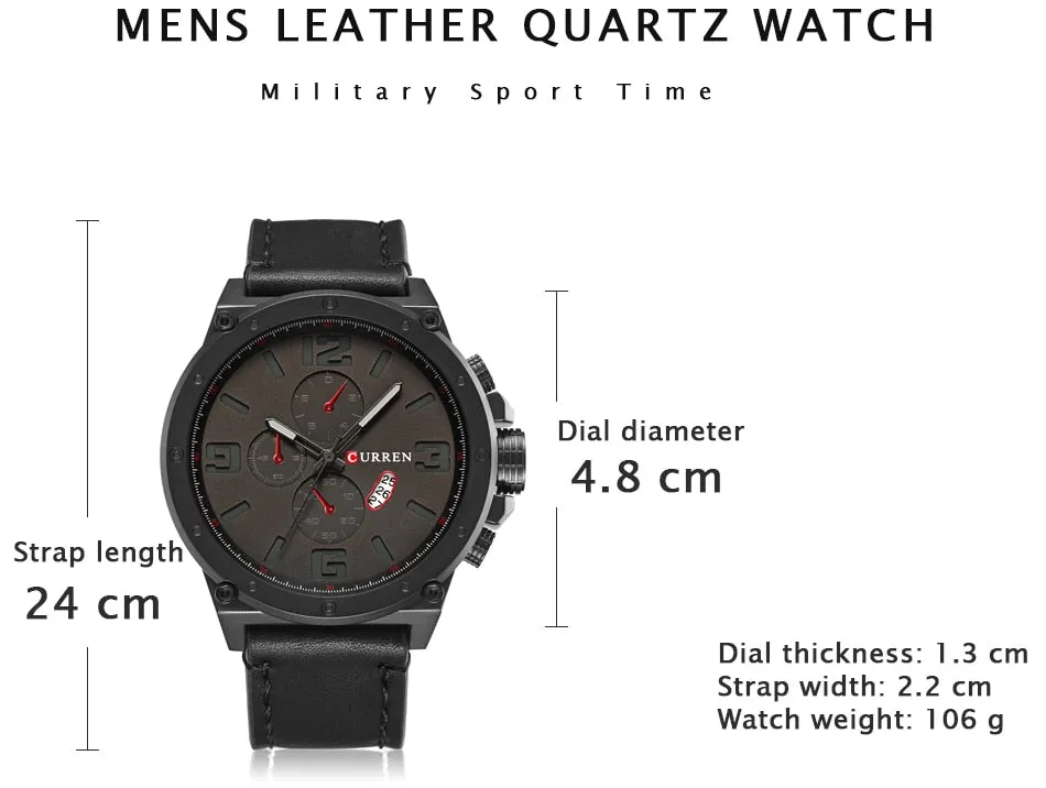 Top Luxury Brand CURREN Watches Men Fashion Sports Quartz Watch Mens Chronograph Casual Waterproof Clock Male Relogio Masculino