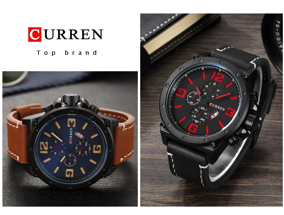 Top Luxury Brand CURREN Watches Men Fashion Sports Quartz Watch Mens Chronograph Casual Waterproof Clock Male Relogio Masculino