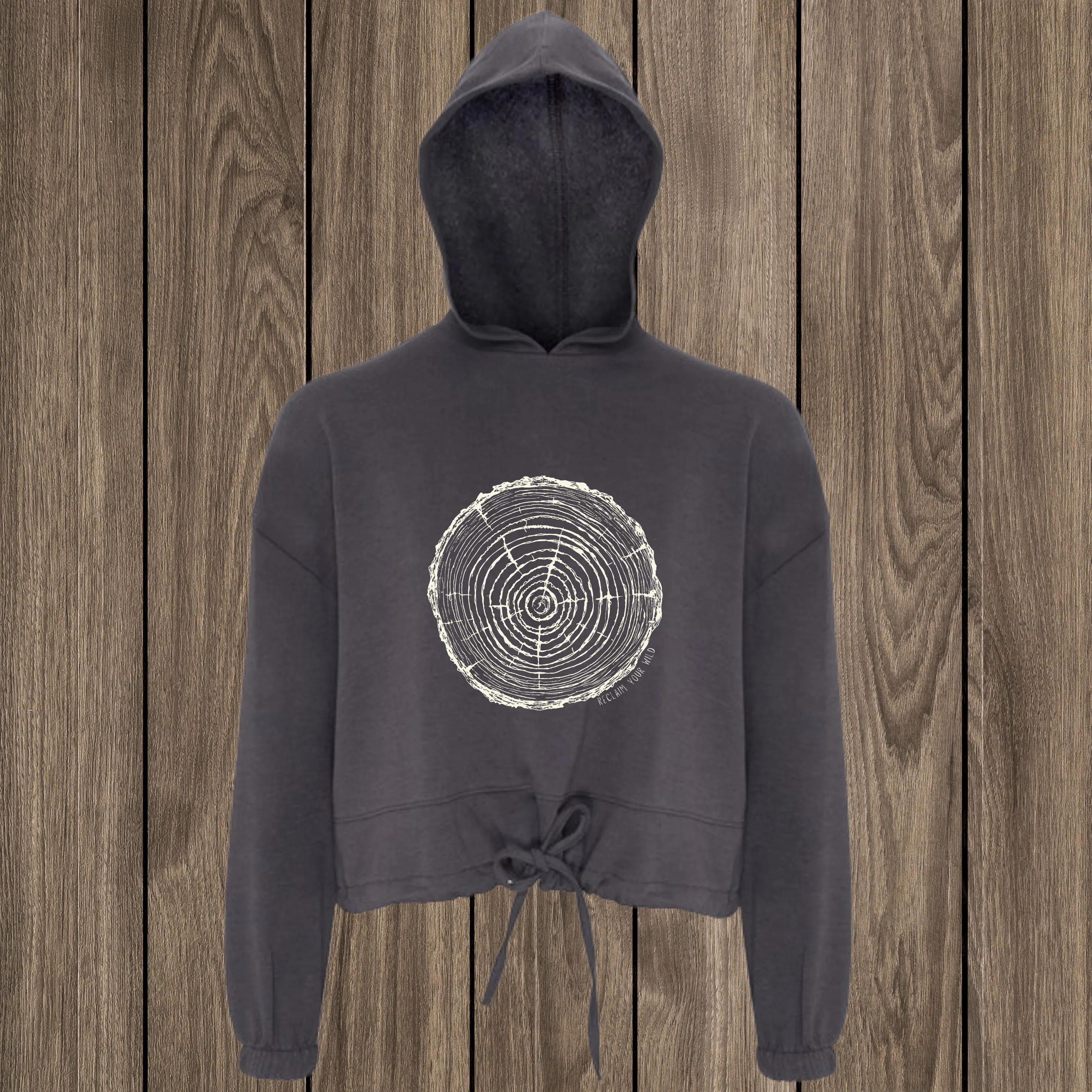 Tree Rings Oversized Cropped Hoodie