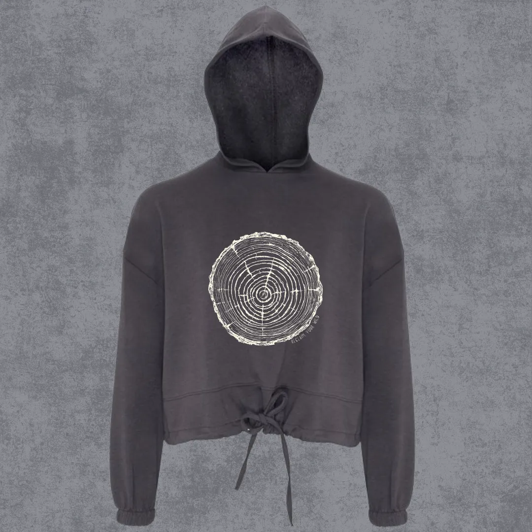 Tree Rings Oversized Cropped Hoodie
