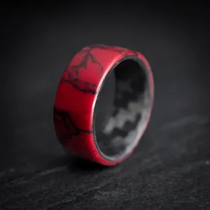 TruStone Red and Black Ring with Carbon Fiber Core