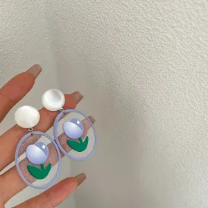 Tulip Acrylic Clip on Earrings