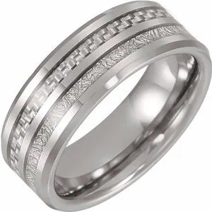 Tungsten Band with Imitation Meteorite & Carbon Fiber Inlay Size 10.5