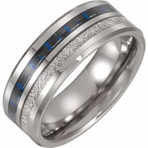 Tungsten Band with Imitation Meteorite & Carbon Fiber Inlay Size 13