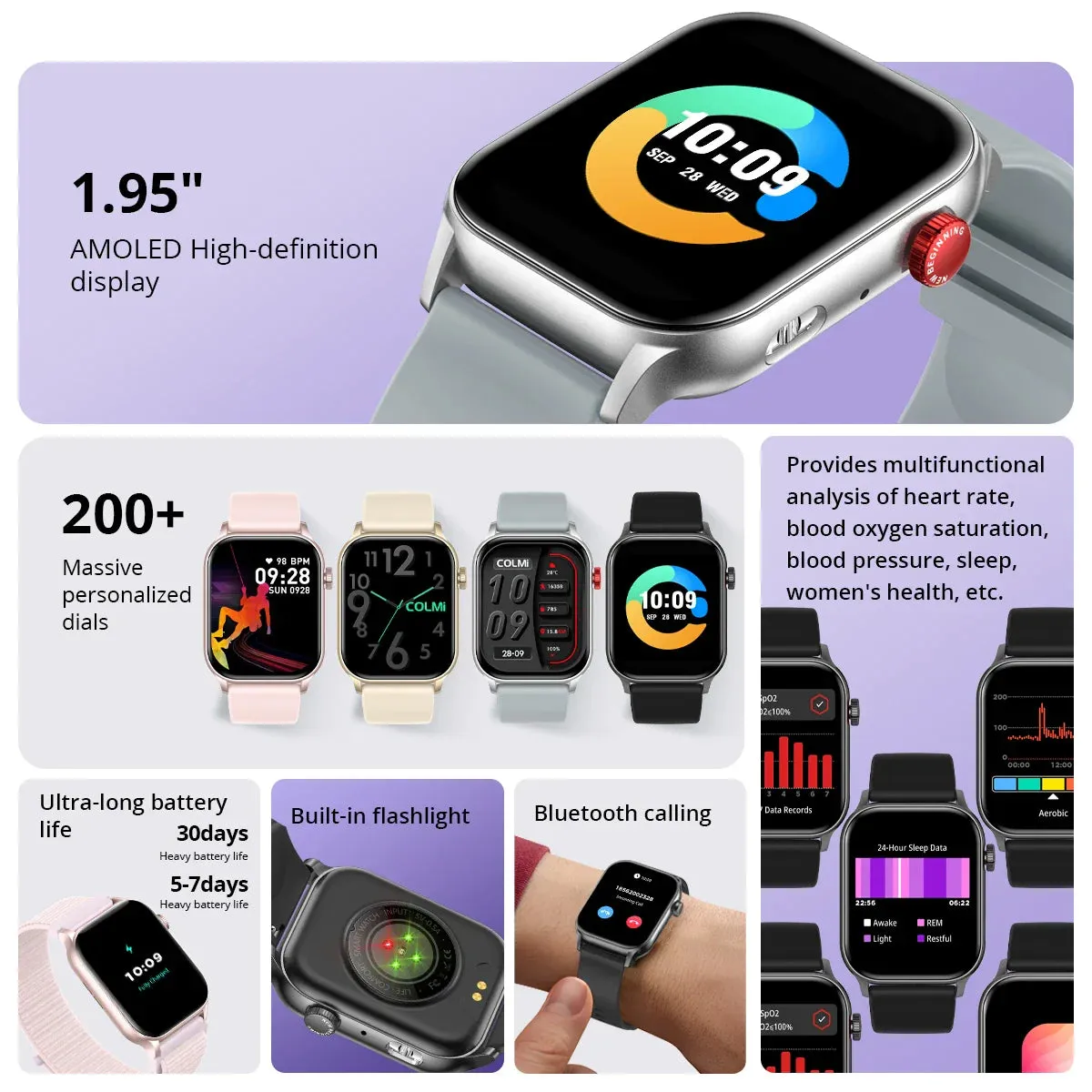 Unisex 1.95 Inch Hd Amoled Smartwatch With Voice Calling And Health Monitoring