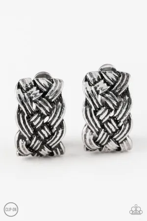 Urban Ulterior - Silver - Woven Paparazzi Clip-On Earrings