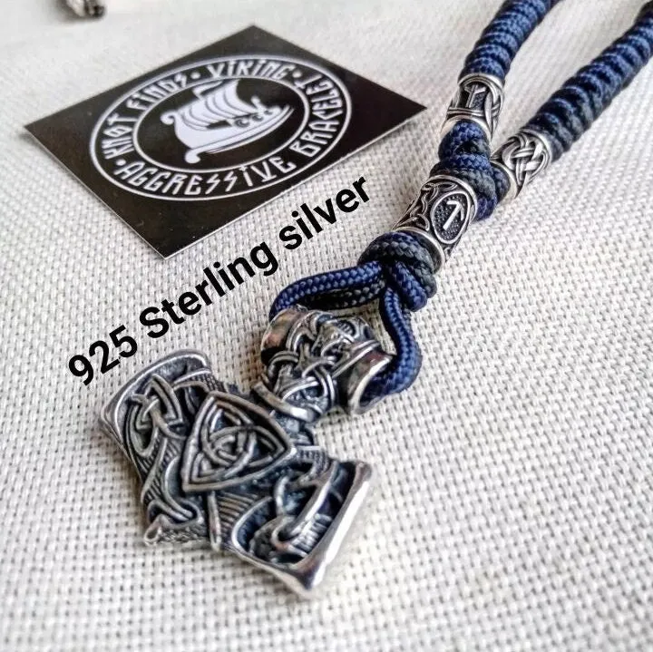 Viking necklace. Scandinavian 925 Sterling silver jewelry. Brutal mens accessories