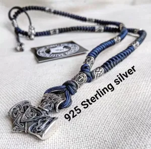 Viking necklace. Scandinavian 925 Sterling silver jewelry. Brutal mens accessories