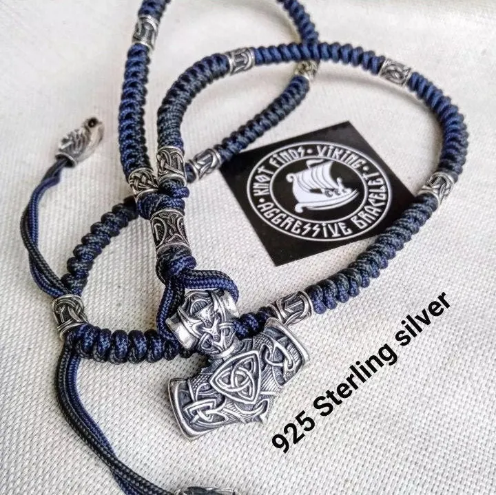 Viking necklace. Scandinavian 925 Sterling silver jewelry. Brutal mens accessories