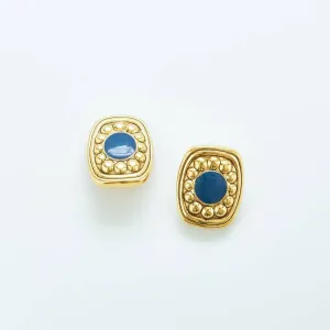Vintage Black and Gold Rectangle Medallion Earrings