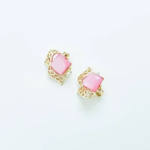 Vintage Coro Light Pink and Gold Earrings