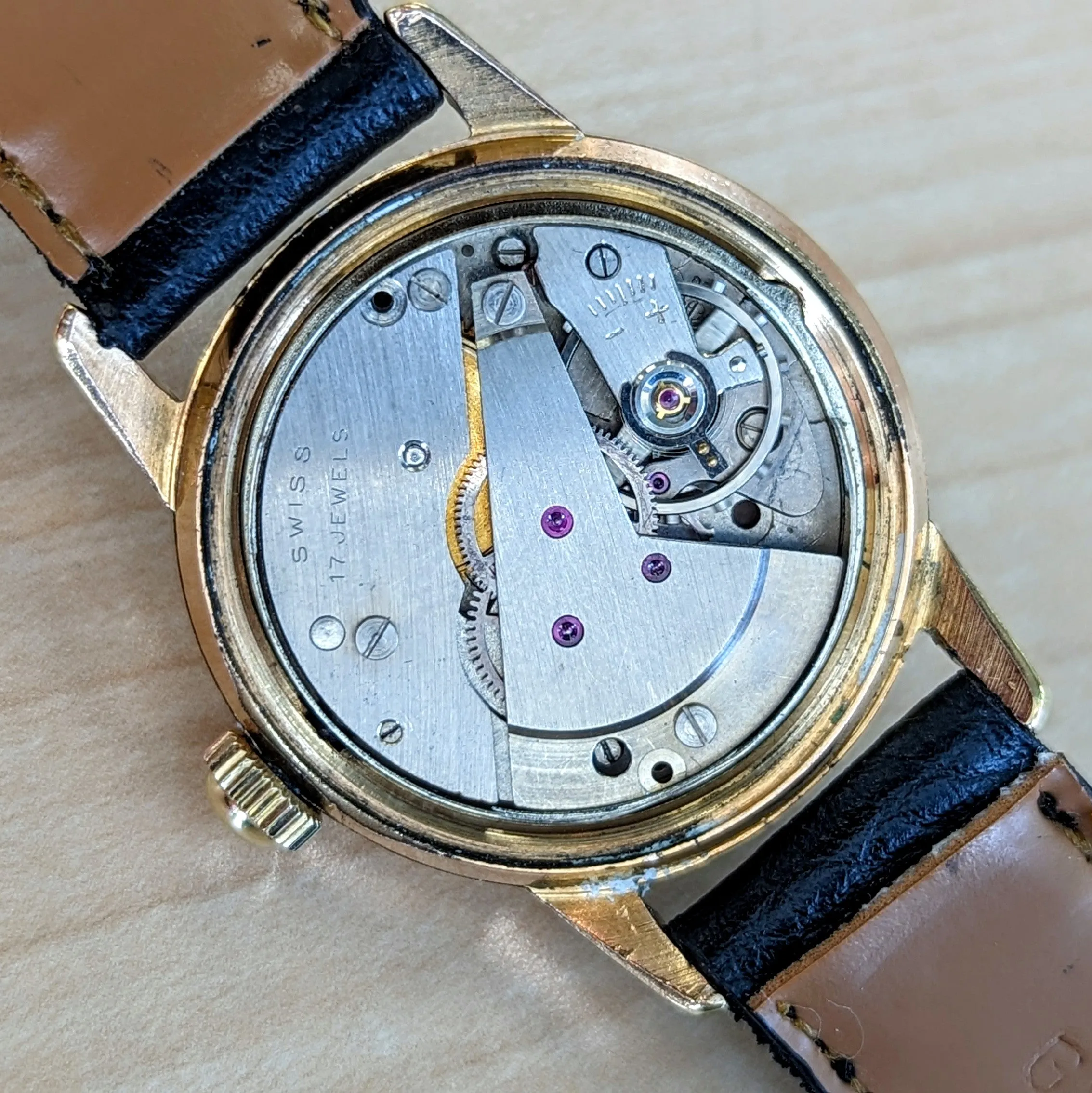 Vintage EAGLE WINGS Shockprotecter Watch 17 Jewels Cal. FE 8020 Rose Gold Tone Swiss Wristwatch