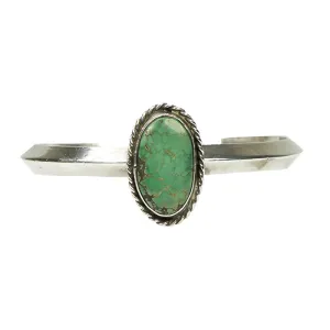 Vintage Native American Cuff Bracelet with Green Turquoise