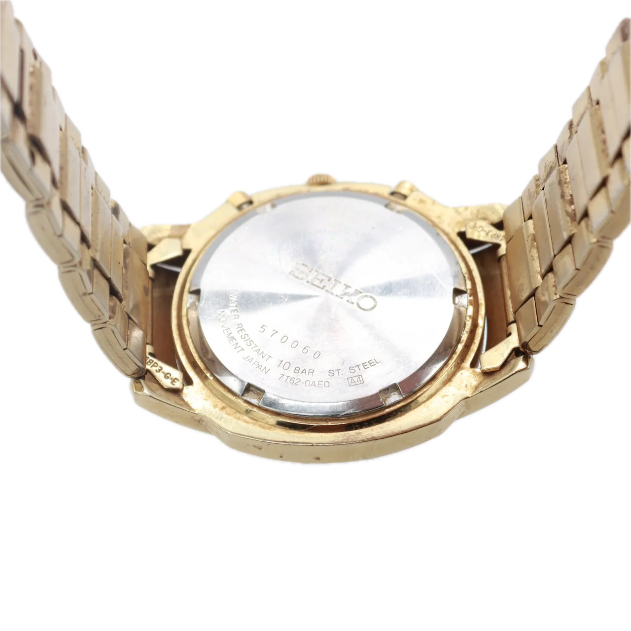 Vintage Seiko 7T62 0AE0 Men's Quartz Chronograph Wristwatch Japan Gold Tone