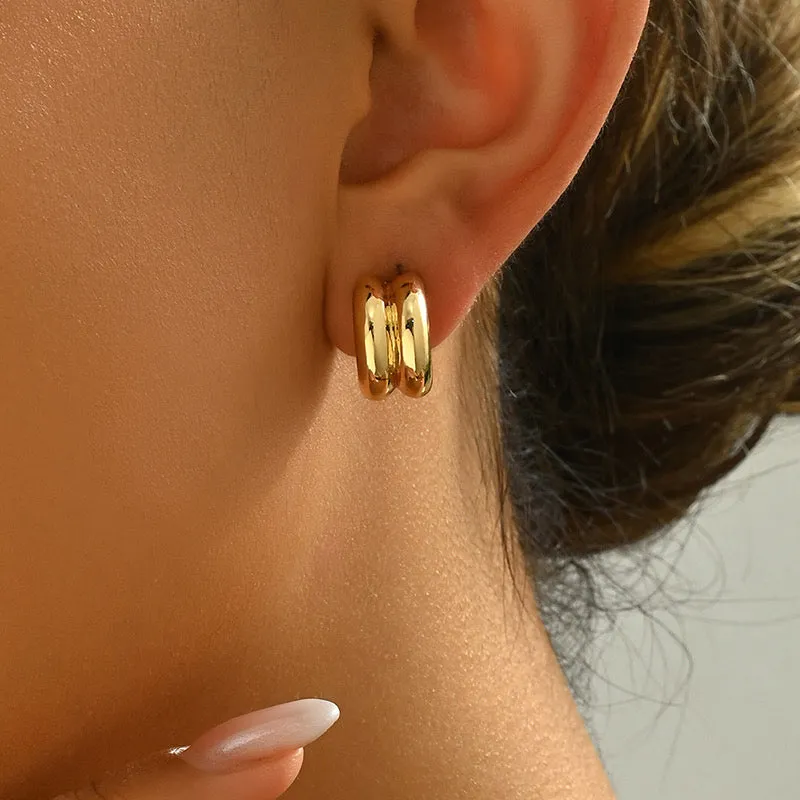 Vintage style Hoop Brass Coil Earrings
