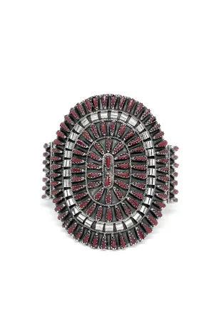 Vintage Violet Begay Red Coral Cluster Cuff Bracelet