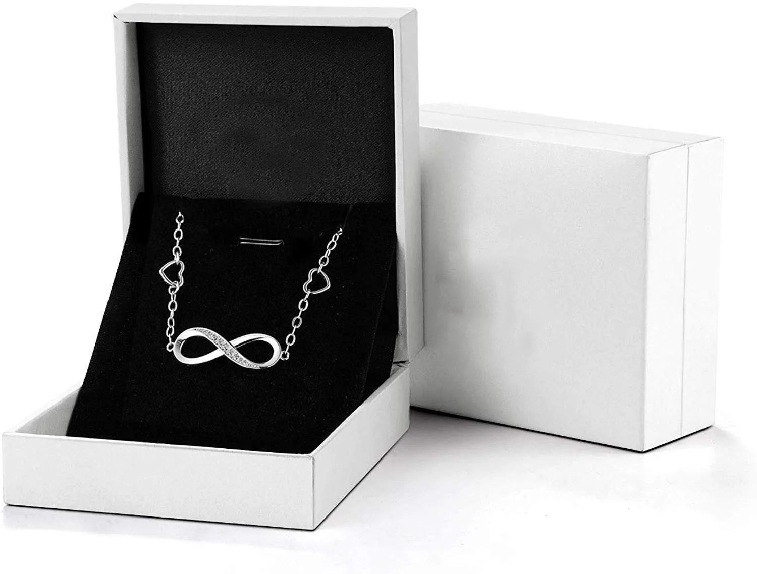 White Gold Elements Infinite Pendant Chain Bracelet - Hypoallergenic & Guaranteed to Retain Shine