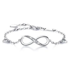 White Gold Elements Infinite Pendant Chain Bracelet - Hypoallergenic & Guaranteed to Retain Shine