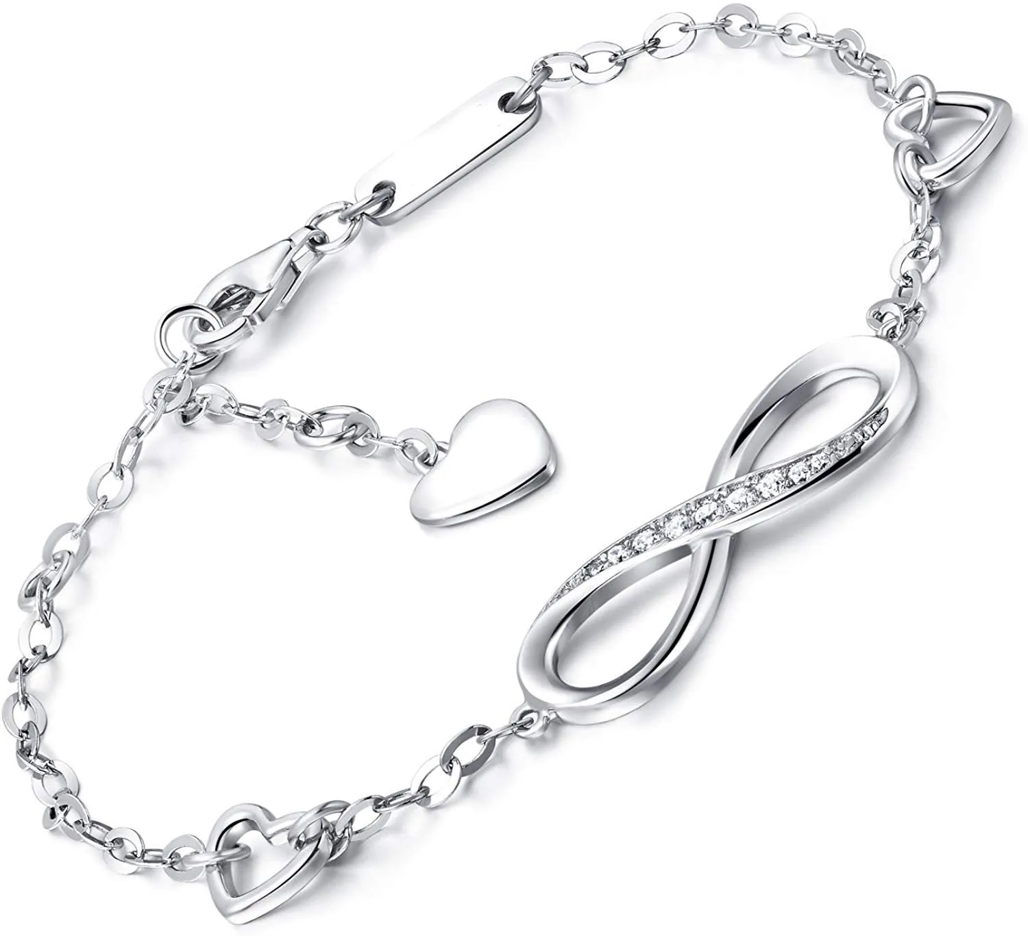 White Gold Elements Infinite Pendant Chain Bracelet - Hypoallergenic & Guaranteed to Retain Shine