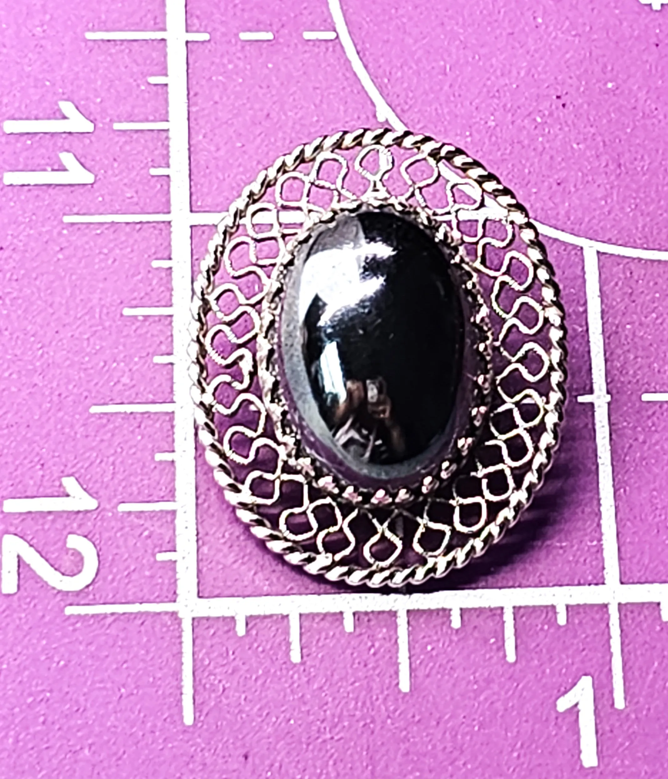 Whiting and Davis vintage signed hematite silver clip on earrings