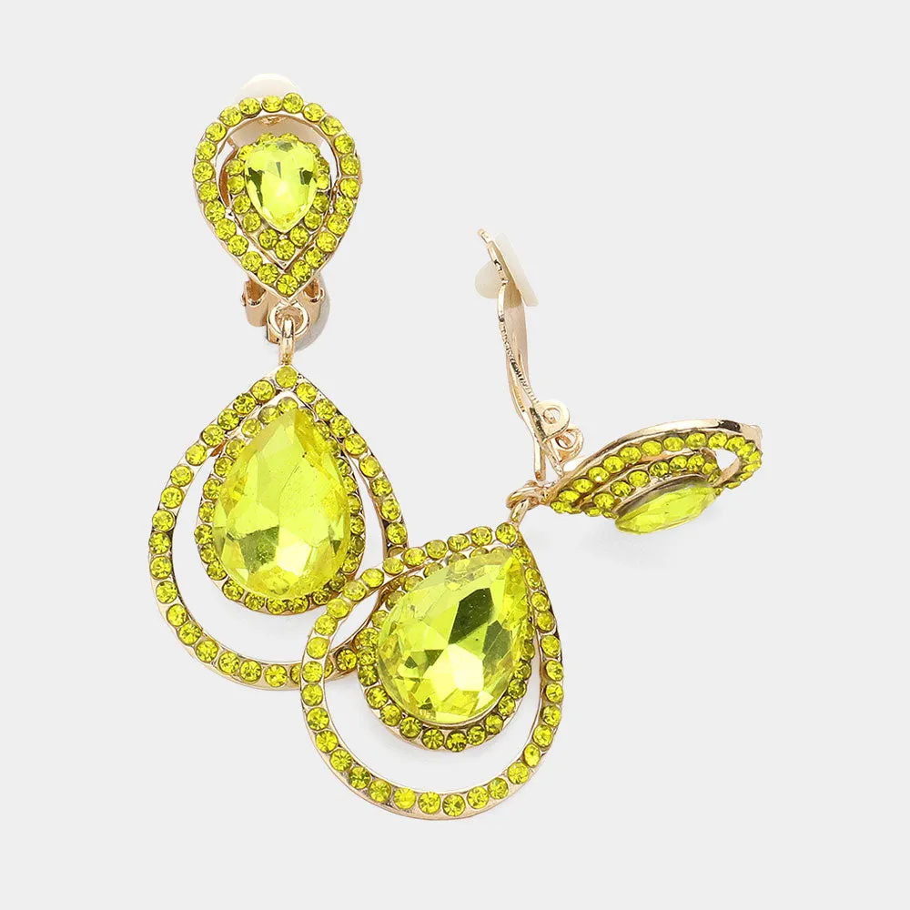 Yellow Crystal Surround Clip On Earrings | 560482