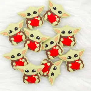 Yoda is holding a heart Silicone Focal Beads Wholesale