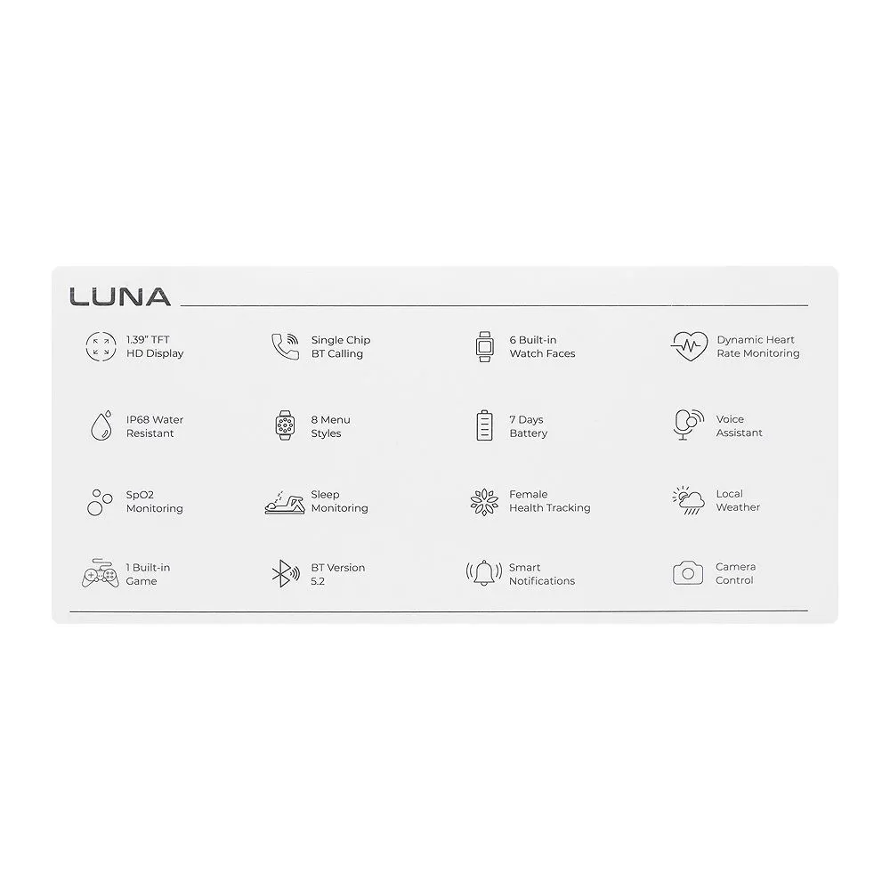 Zero 1.39" TFT HD Display Luna Smart Watch, Motion Gesture, 100  Cloud Watch Faces & Sports Modes, 7 Days Battery Strap